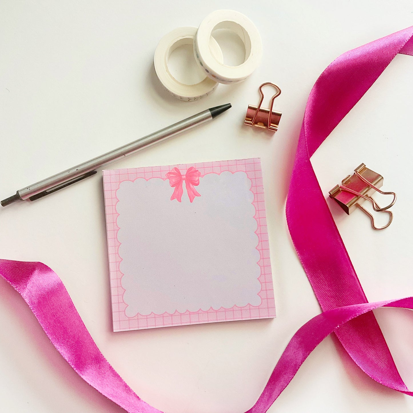 Soft Girl Pink Bow Coquette Memo pad