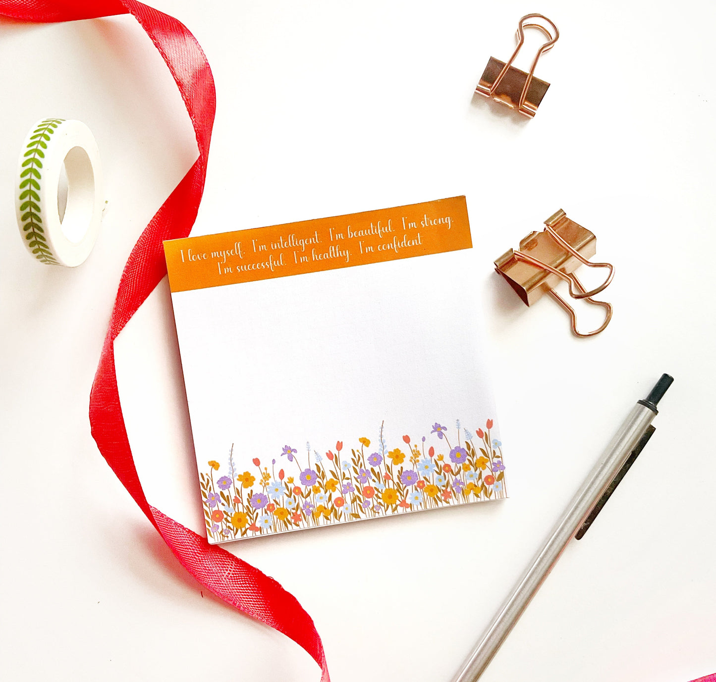 Self-Love Affirmations Memo Pad – Bloom with Positivity