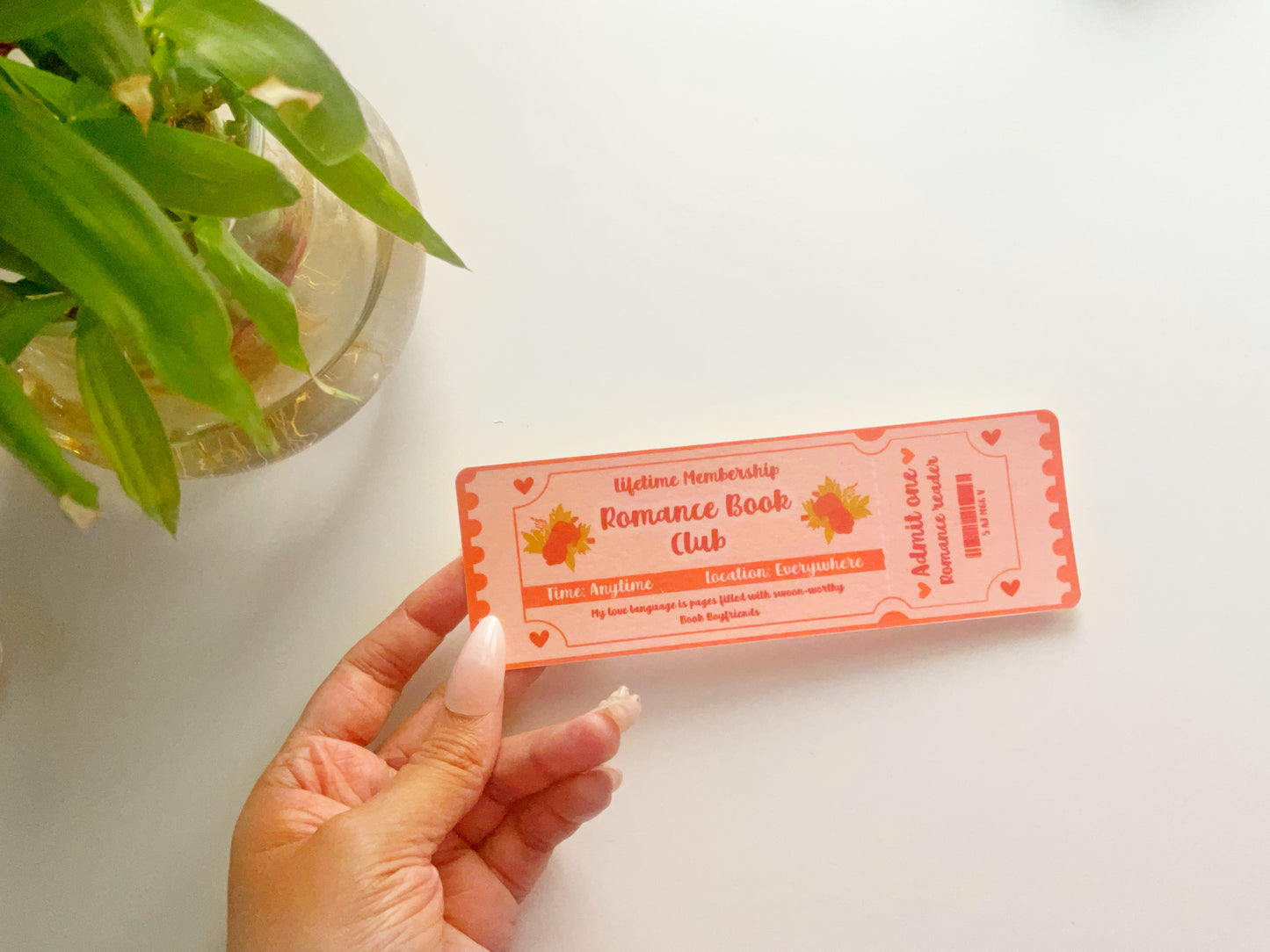 Romance Book Club- Admit One Romance Reader Bookmark – Ticket to Love Stories