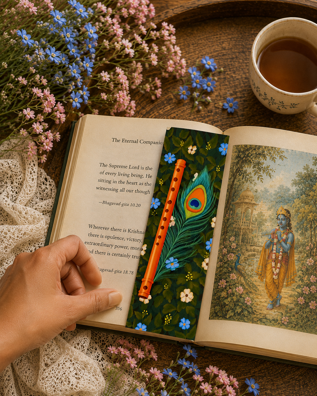 Krishna's Flute & Feather Bookmark