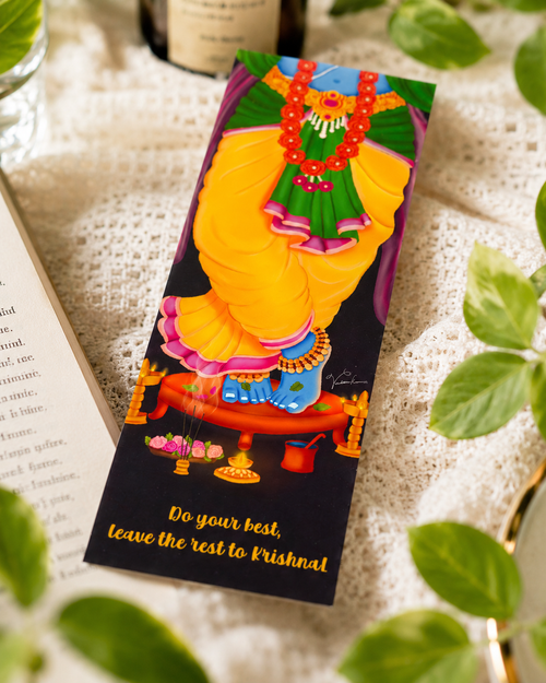 Krishna Lotus Feet Art Bookmark, Gita Study Page Marker, Hindu Bhakti Book Accessory, Vaishnava Reader Supply, Spiritual Devotional Gift