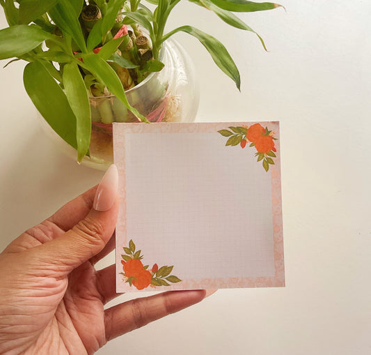 Elegant Lace & Red Roses Memo Pad – Classic Charm