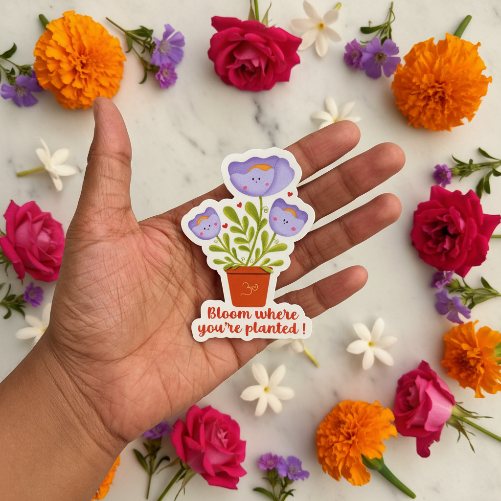 Bloom Sticker Floral Background Hand