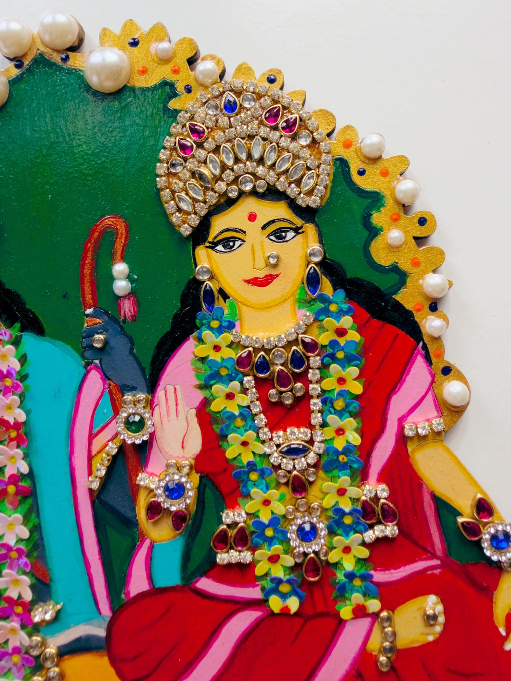 Sita Ram hand painted kundan relief art, Ramayana krishna devotees gift, Lord Rama pattabhishekam illustration, hindu god indian home decor - Image 8