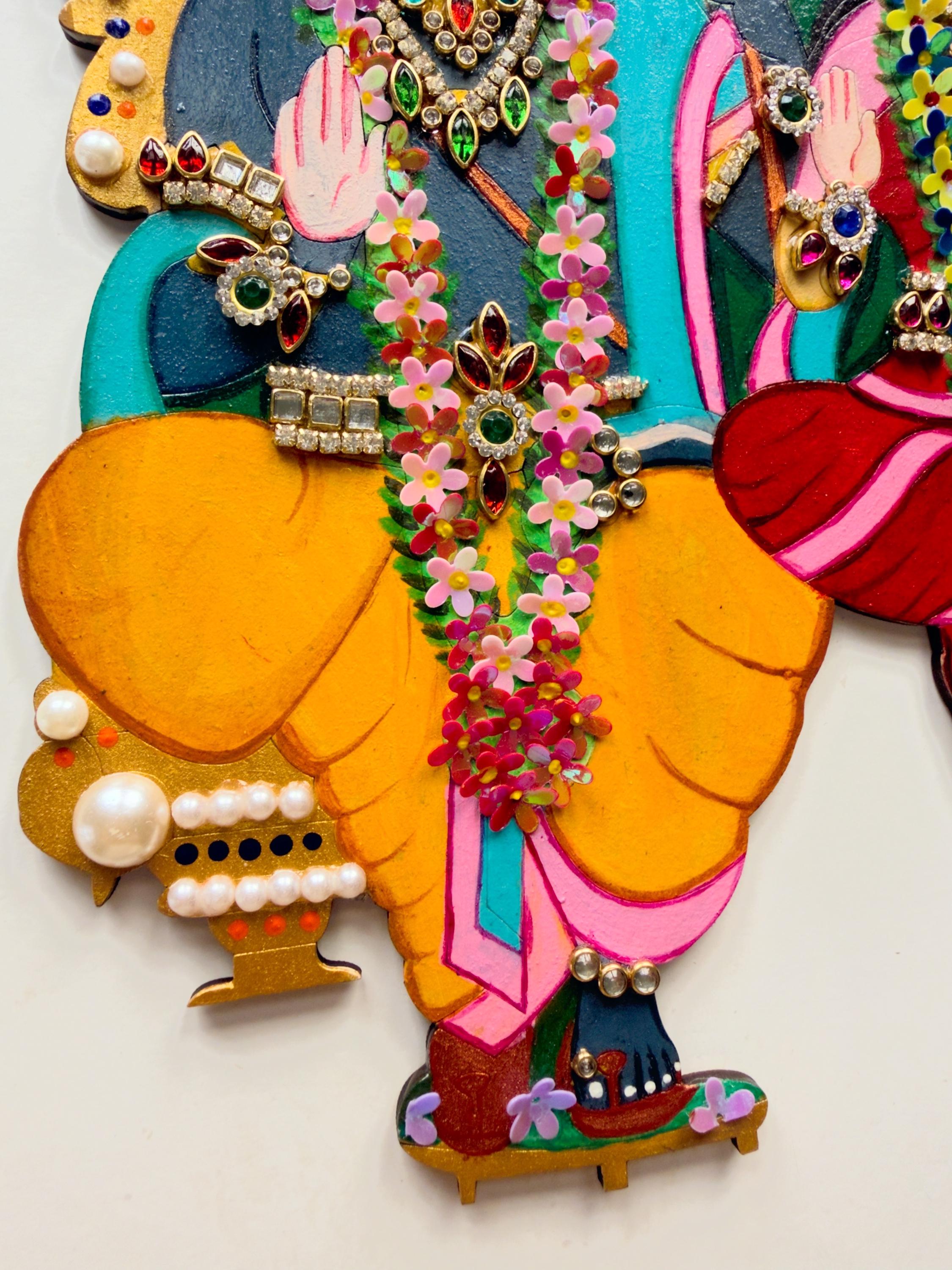 Sita Ram hand painted kundan relief art, Ramayana krishna devotees gift, Lord Rama pattabhishekam illustration, hindu god indian home decor - Image 7