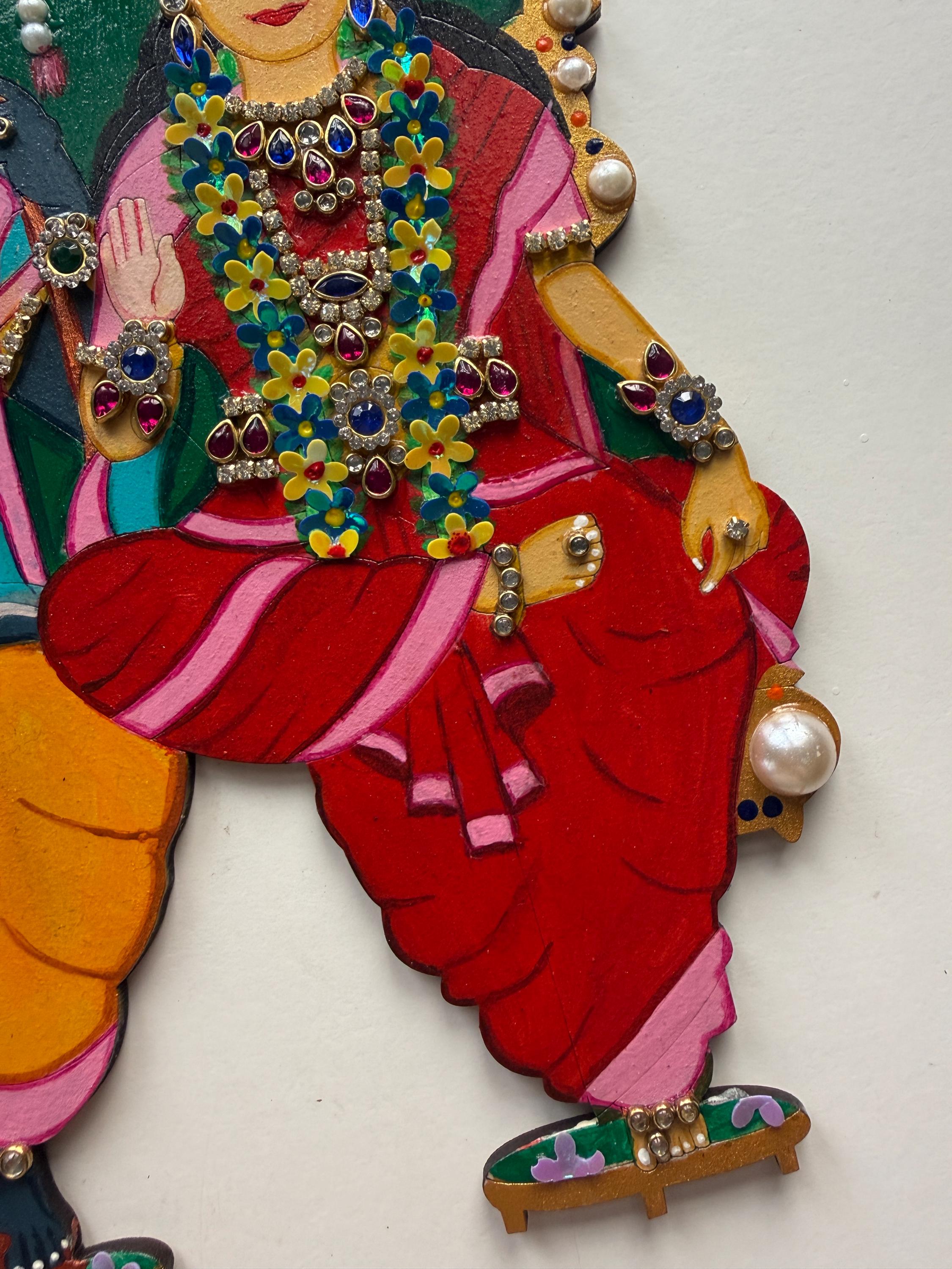 Sita Ram hand painted kundan relief art, Ramayana krishna devotees gift, Lord Rama pattabhishekam illustration, hindu god indian home decor - Image 9