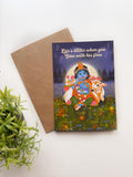 Krishna With Flute in Vrindavan greeting card, encouragement gift for tough difficult times, positivity thinking of you Sympathy stationery - Image 1