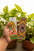 Radha Krishna Mandala bookmark, Matte Premium book marker, colorful devotional snail mail gift, spiritual Bhakti stationery, mini art print - Image 1