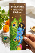 Peekaboo Little Krishna Bookmark, Baby Govinda Page Marker, Peacock Feather Reading Accessory, Cute Bhakti Devotional Gift, Sri Radha lovers - Image 1