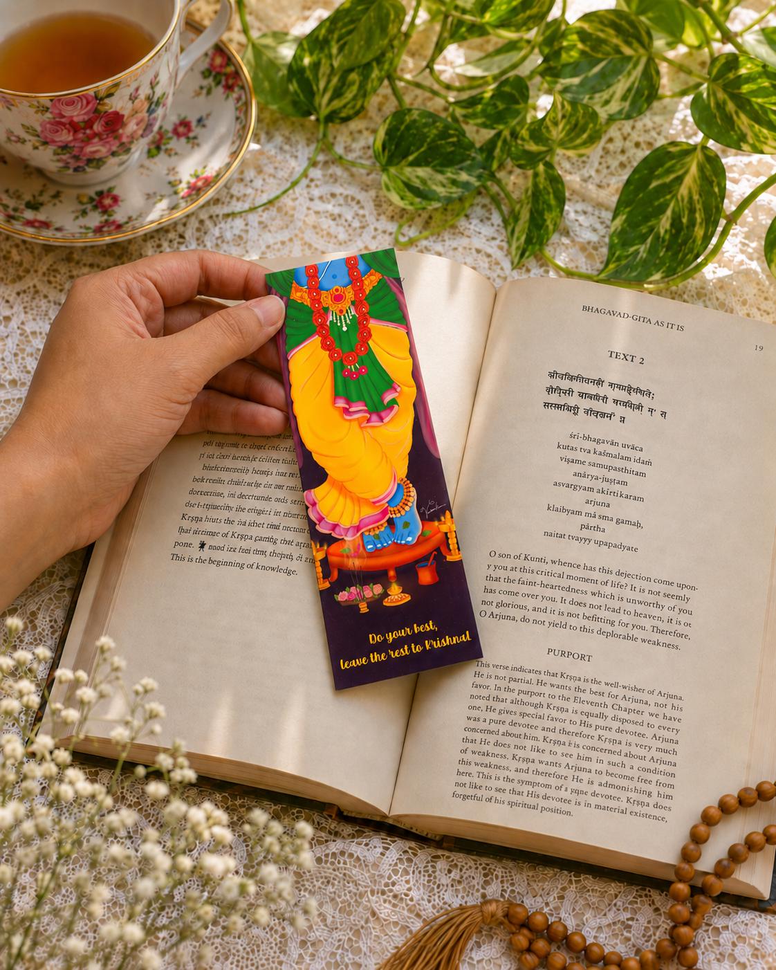 Krishna Lotus Feet Art Bookmark, Gita Study Page Marker, Hindu Bhakti Book Accessory, Vaishnava Reader Supply, Spiritual Devotional Gift - Image 5