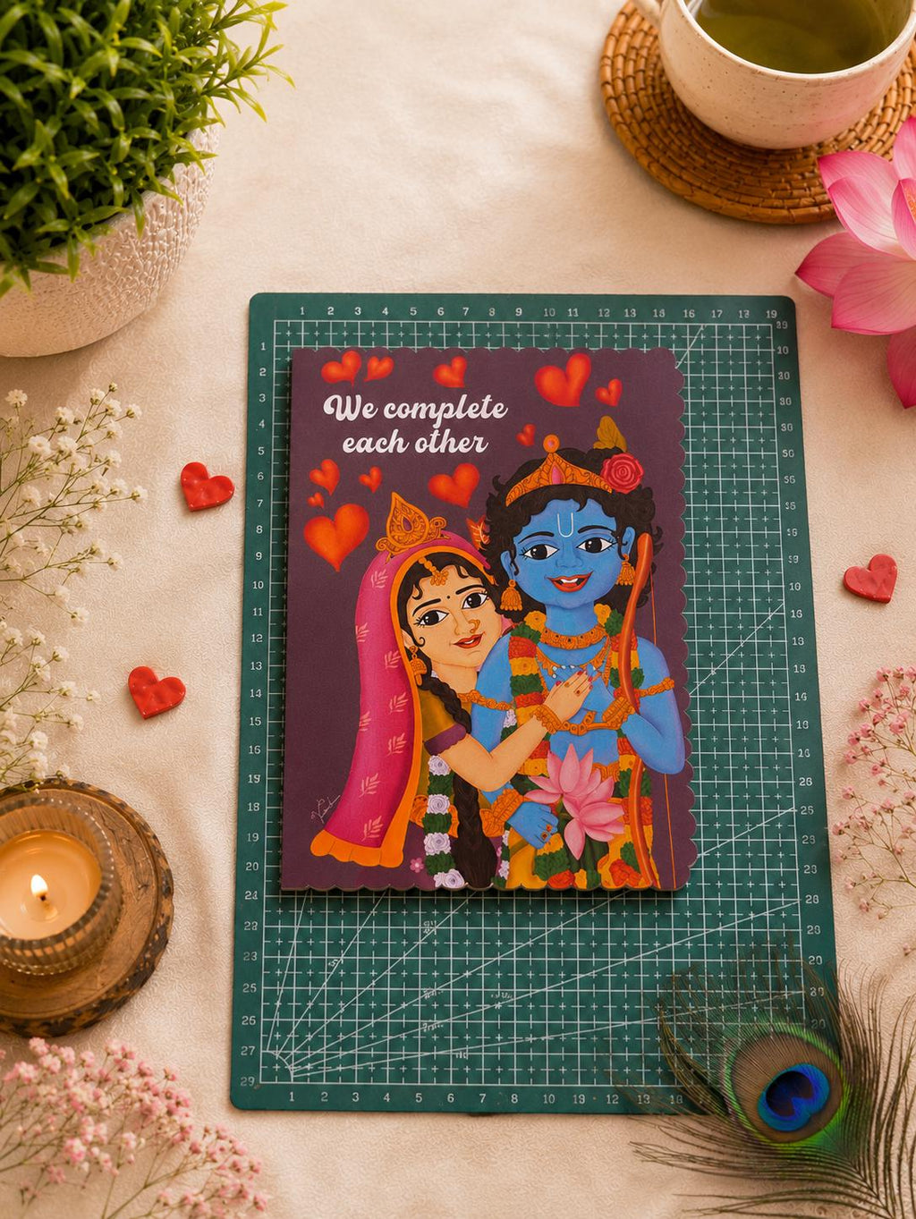 Romantic Ram sita hindu greeting card, couple love gift for him/her, spiritual devotional artwork, vaishnava anniversary wedding stationery - Image 8