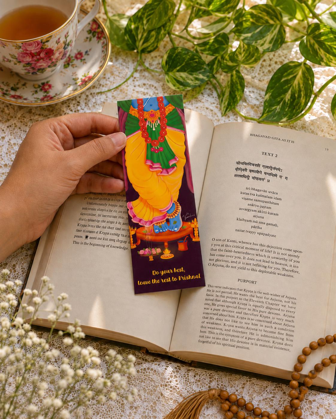 Krishna Lotus Feet Art Bookmark, Gita Study Page Marker, Hindu Bhakti Book Accessory, Vaishnava Reader Supply, Spiritual Devotional Gift - Image 2