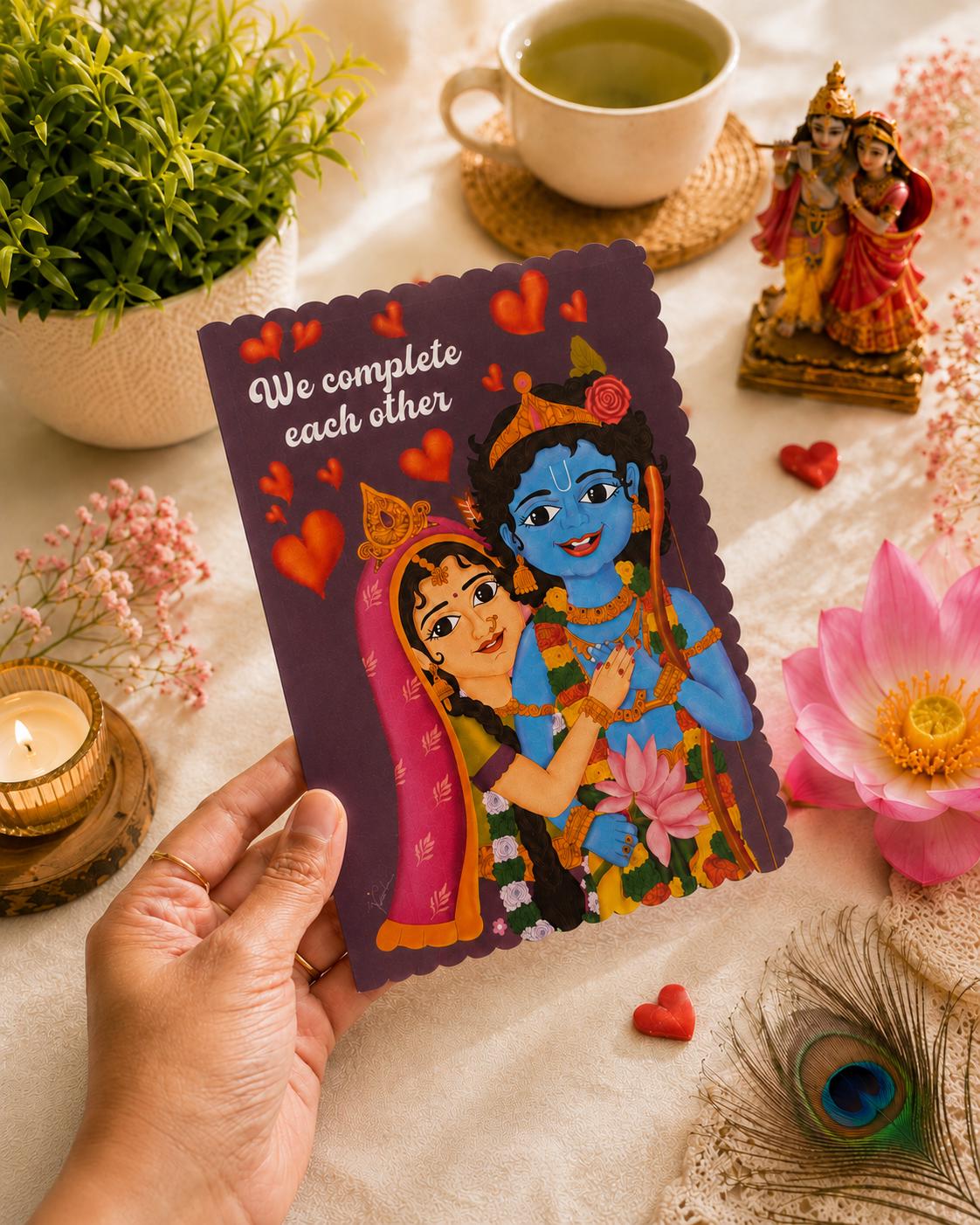 Romantic Ram sita hindu greeting card, couple love gift for him/her, spiritual devotional artwork, vaishnava anniversary wedding stationery - Image 10