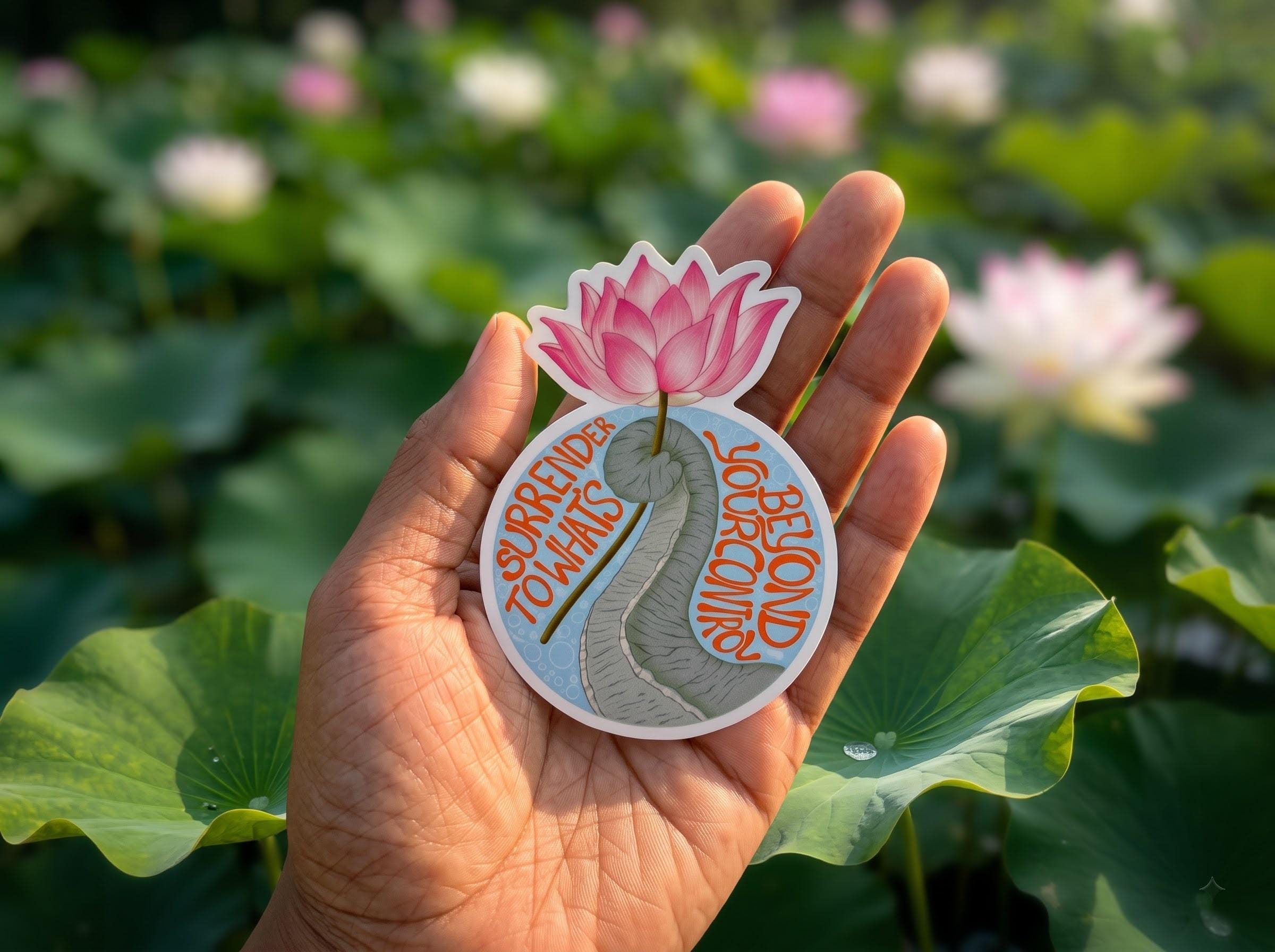 Surrender to What's Beyond Your Control Sticker | Gajendra Art | Glossy Vinyl Sticker | Hindu Gift | Spiritual Sticker - Image 1