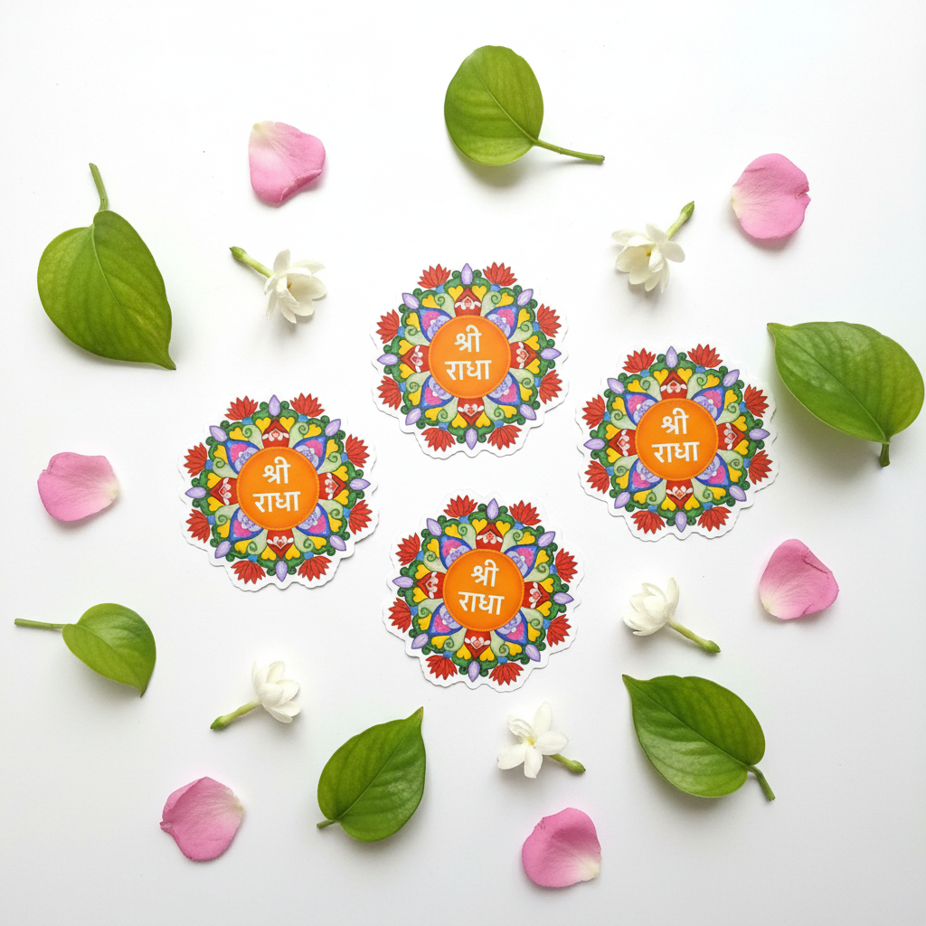 Shri Radha Few Stickers Leafy Floral Flat Lay